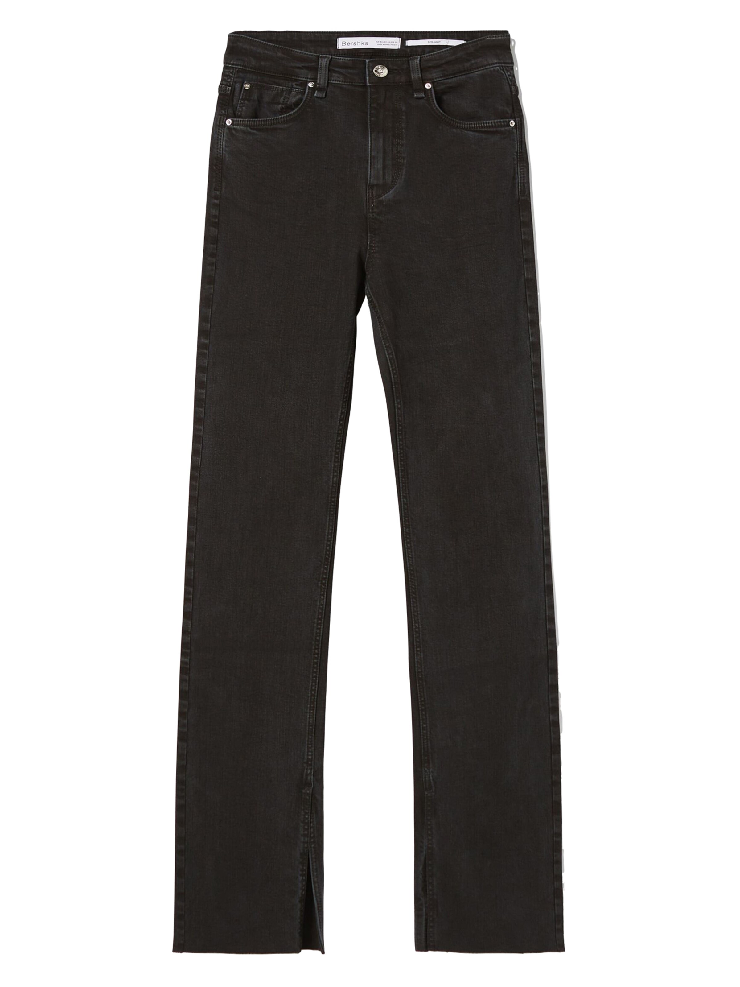 BershkaFlared/zvonoliki kroj Traperice - crna boja: prednji dio