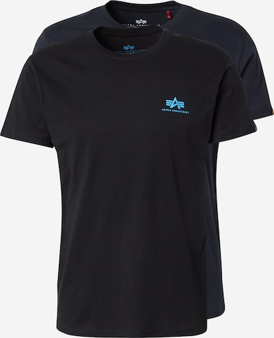 Marškinėliai iš ALPHA INDUSTRIES, spalva – tamsiai mėlyna jūros spalva / azuro spalva / juoda, Prekių apžvalga