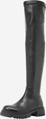 NA-KD Škornji čez koleno | črna barva: sprednja stran