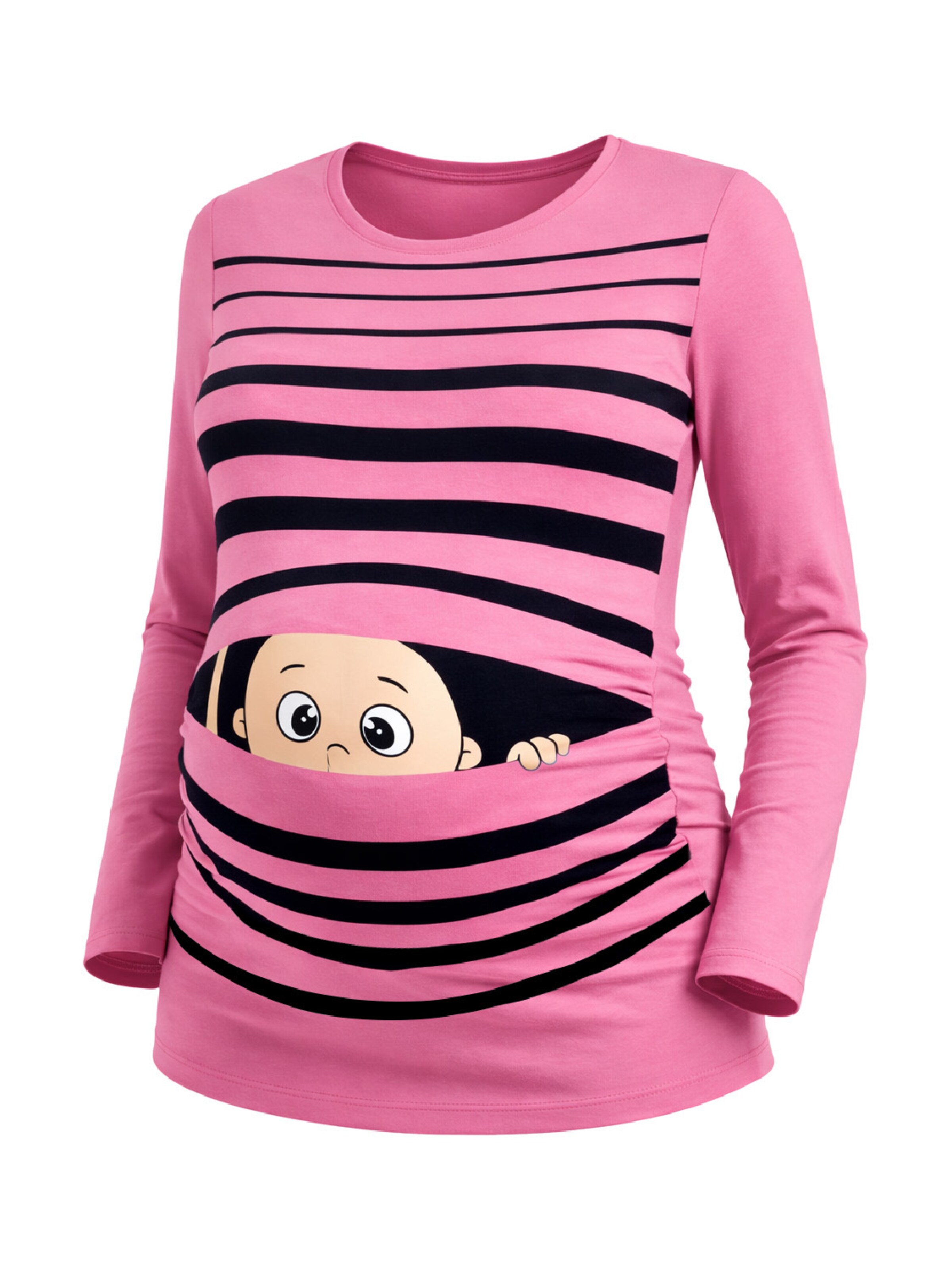 M.M.C. Shirt 'Guck Guck Umstandslangarmshirt' in Pink: front