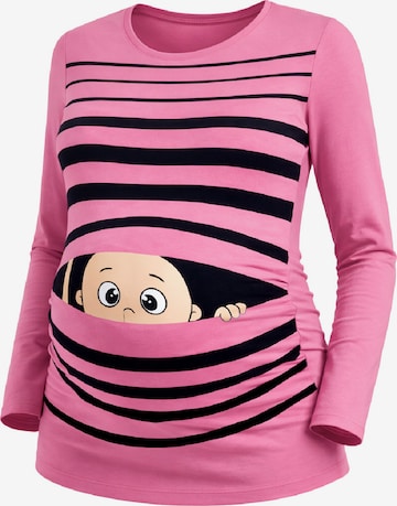 M.M.C. Shirt 'Guck Guck Umstandslangarmshirt' in Pink: front