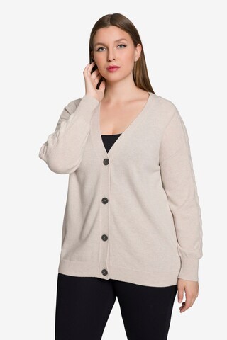 Ulla Popken Oversized Cardigan in Beige: front