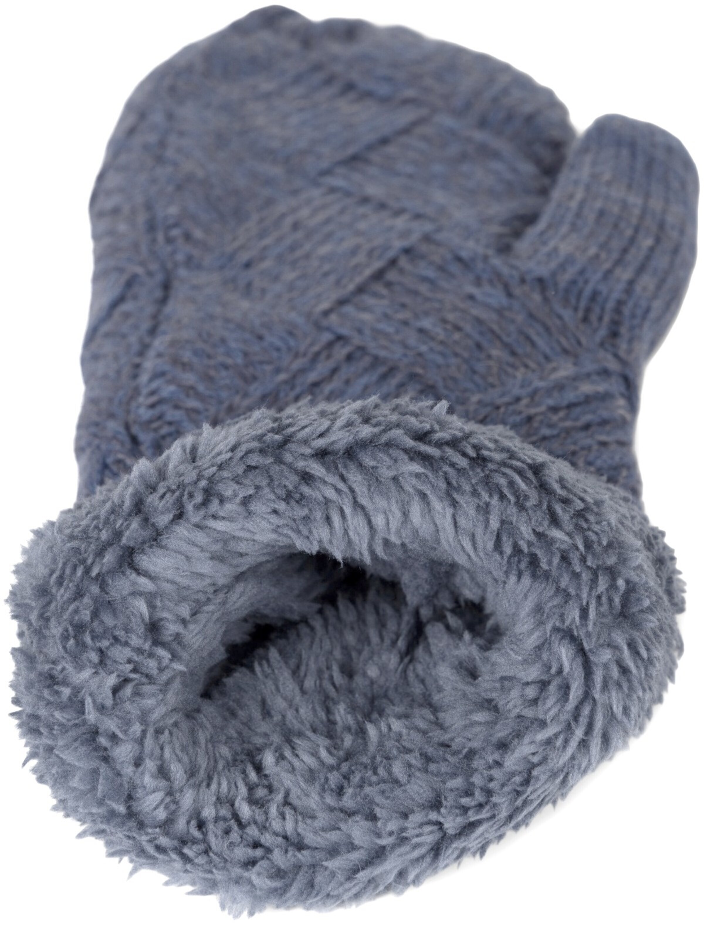 styleBREAKER Fäustlinge 'Strickhandschuhe Fäustlinge mit Rauten Muster und Fleece'‌ in Blau