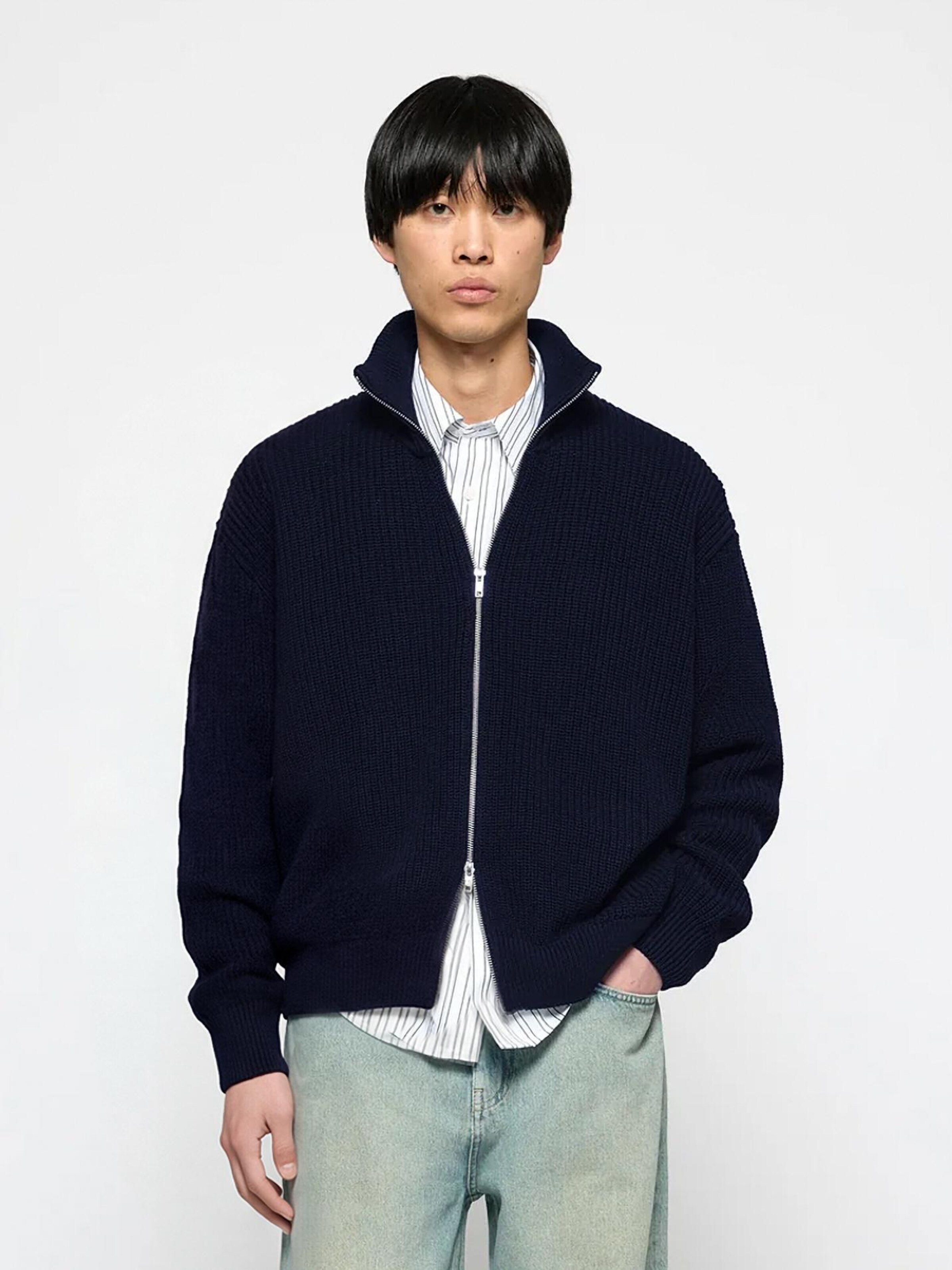 Burocs Knit Cardigan in Blue: front