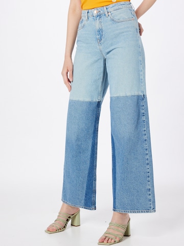 NEON & NYLON Zvonové kalhoty Džíny 'DANI' – modrá: přední strana