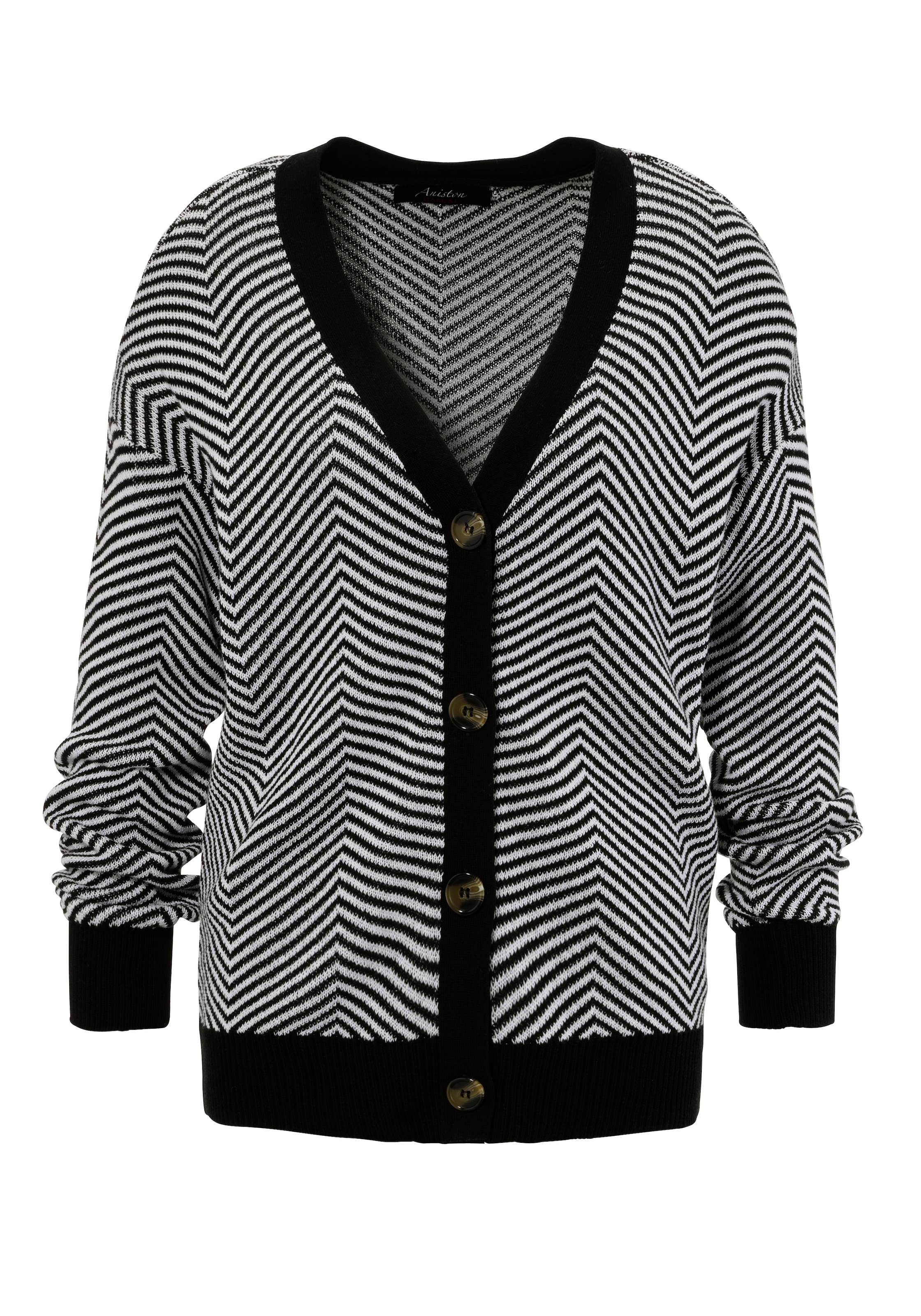 Aniston CASUAL Strickjacke in Schwarz: Vorderseite