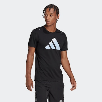 melns ADIDAS PERFORMANCE Sporta krekls 'Run Icons': no priekšpuses