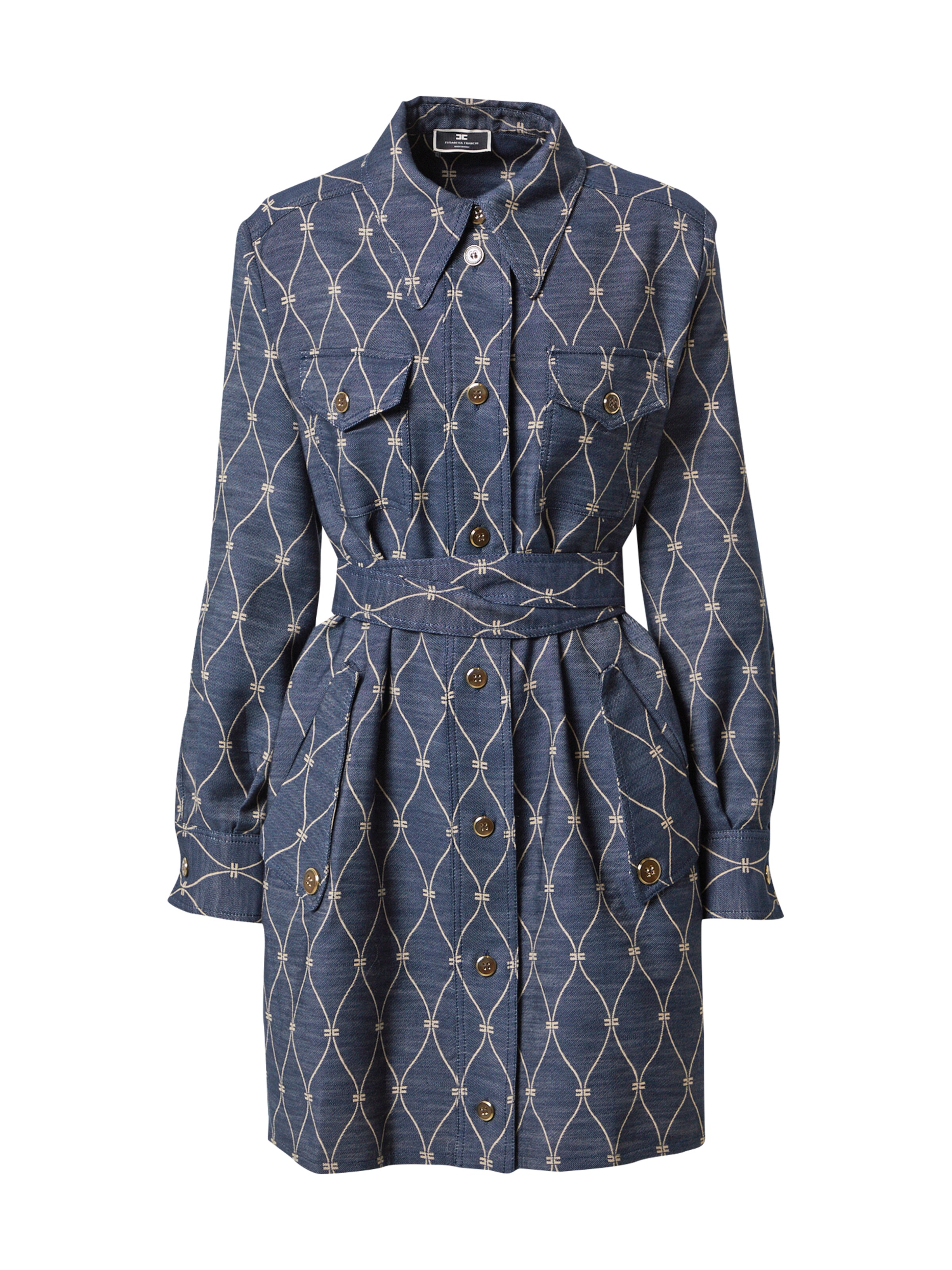 fujTm Abbigliamento Elisabetta Franchi Abito camicia in Blu Scuro fujTm Abbigliamento Elisabetta Franchi Abito camicia in Blu Scuro