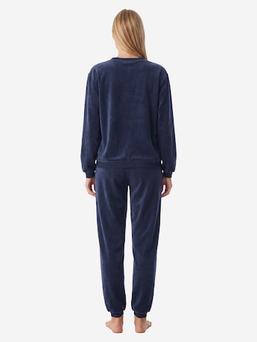 SCHIESSER Pajama 'Casual Velour' in Blue