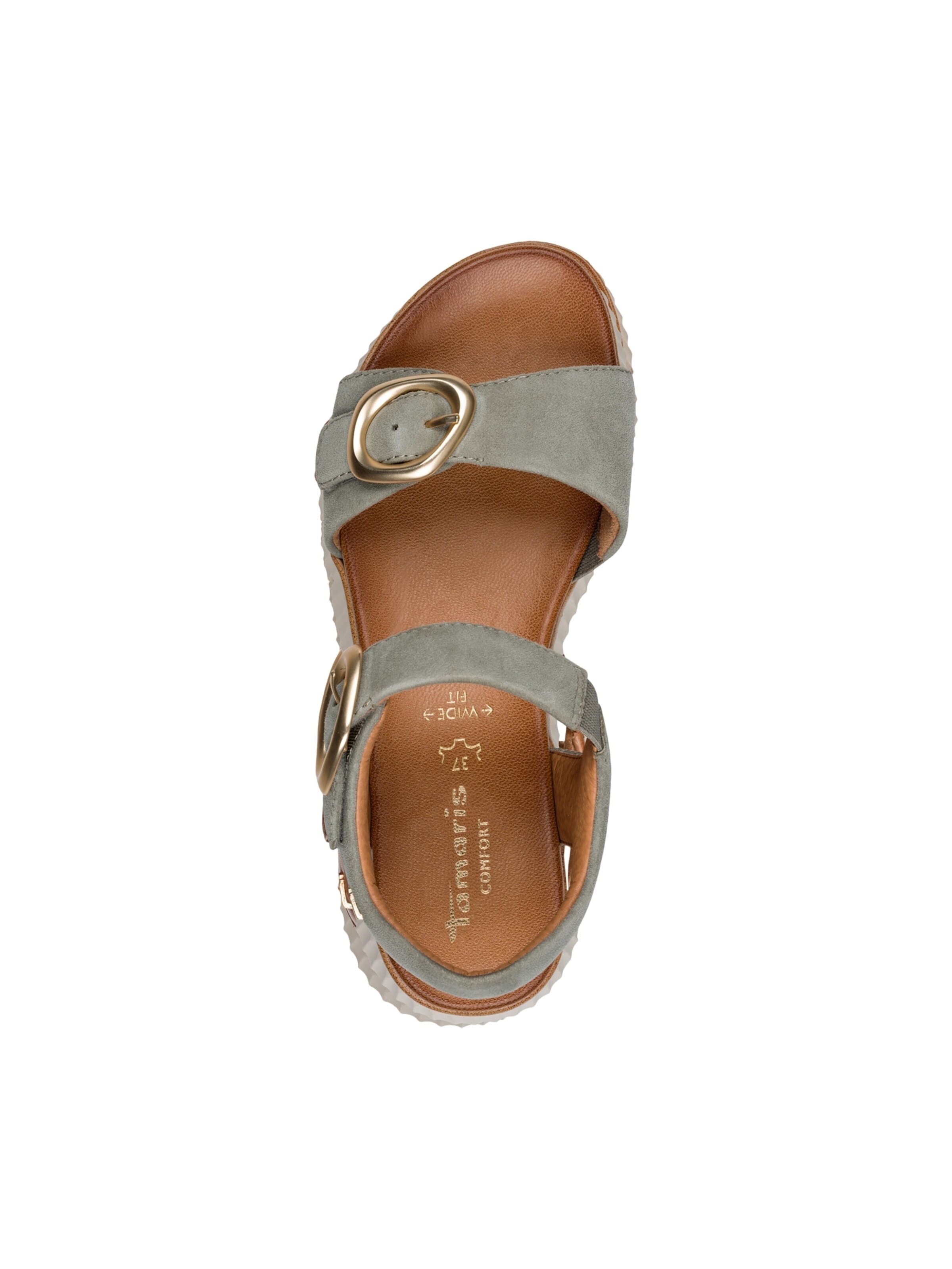 Sandales 'Bequeme Keilabsatz-Sandalen aus Leder' Tamaris en vert
