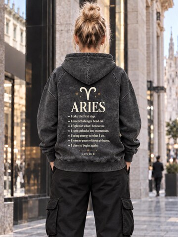 LUNØIR StudioSweater majica 'Zodiac - Aries' - crna boja