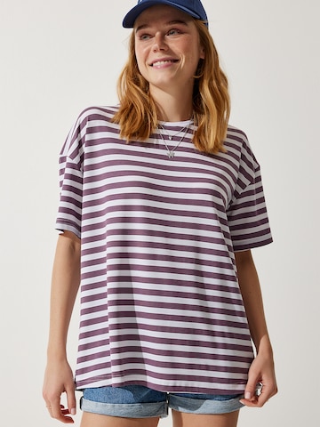 T-shirt oversize Happiness İstanbul en violet : devant