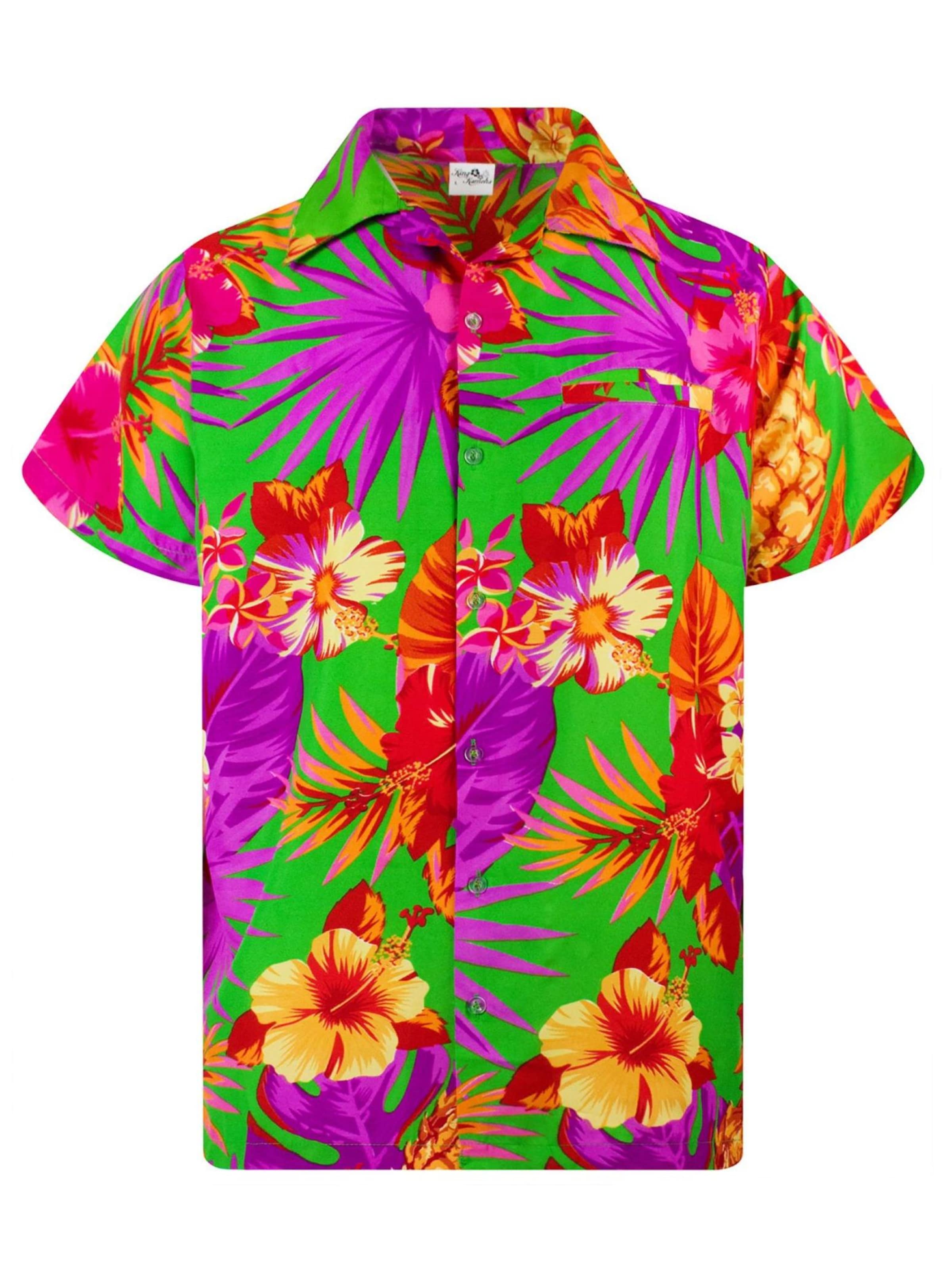 King Kameha Shirt 'Pineapple'‌‌‌‌‌ in Grün: Vorderseite