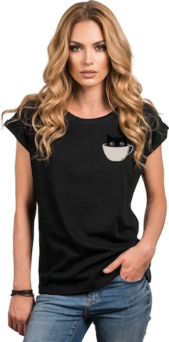 MAKAYA Shirt 'Cup Cat' in Black: front