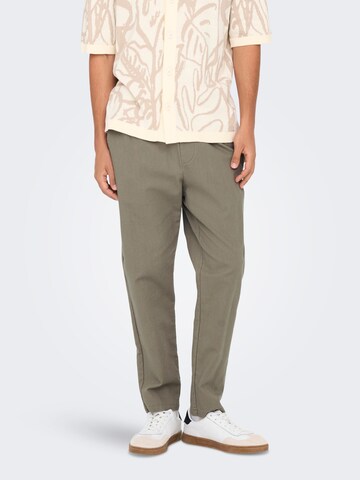 Only & Sons Tapered Pants 'ONSLINUS' in Grey: front