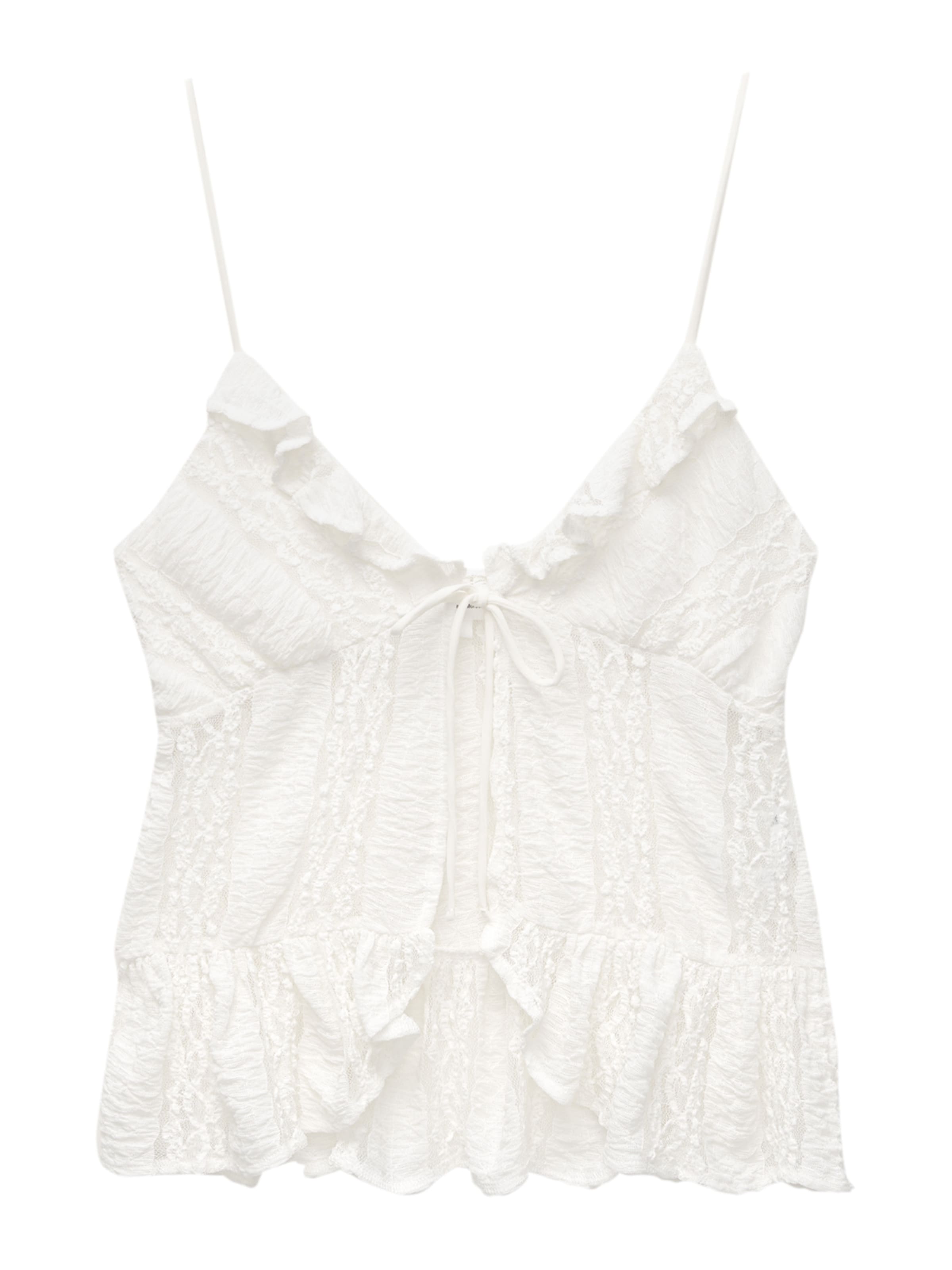 Top de la Pull&Bear pe bej: față