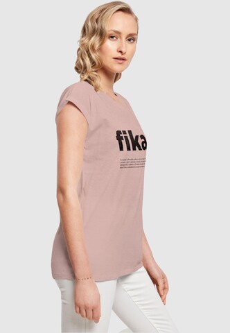 Mister Tee Shirt 'Fika Definition' in Beige