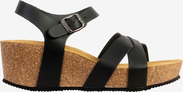 The Divine Factory Sandały 'Noga Ety Edge Ledersandalen mit Keilabsatz' w kolorze czarny: przód