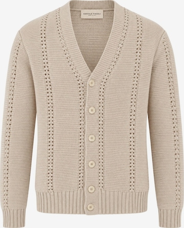 Daniele Fiesoli Knit cardigan 'Pure Merino Wool Garter Stitch and Openwork Cardigan' in Beige: front