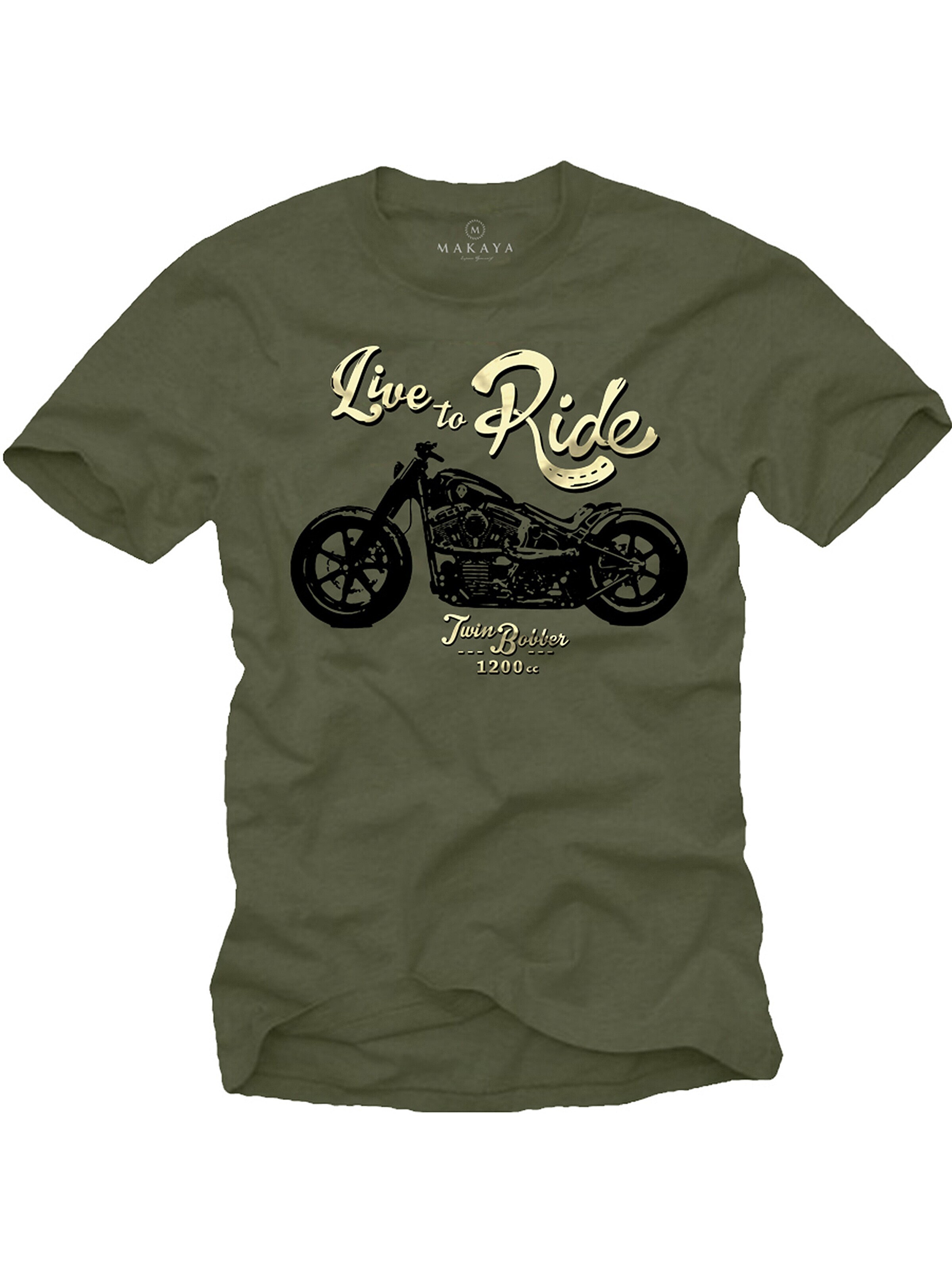 MAKAYA Shirt 'Live to Ride' in Green: front