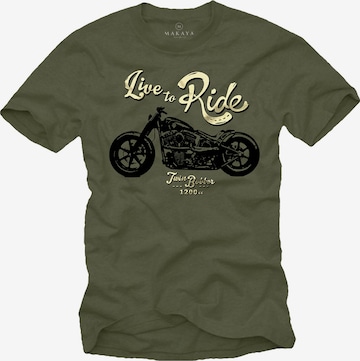 MAKAYA Shirt 'Live to Ride' in Green: front
