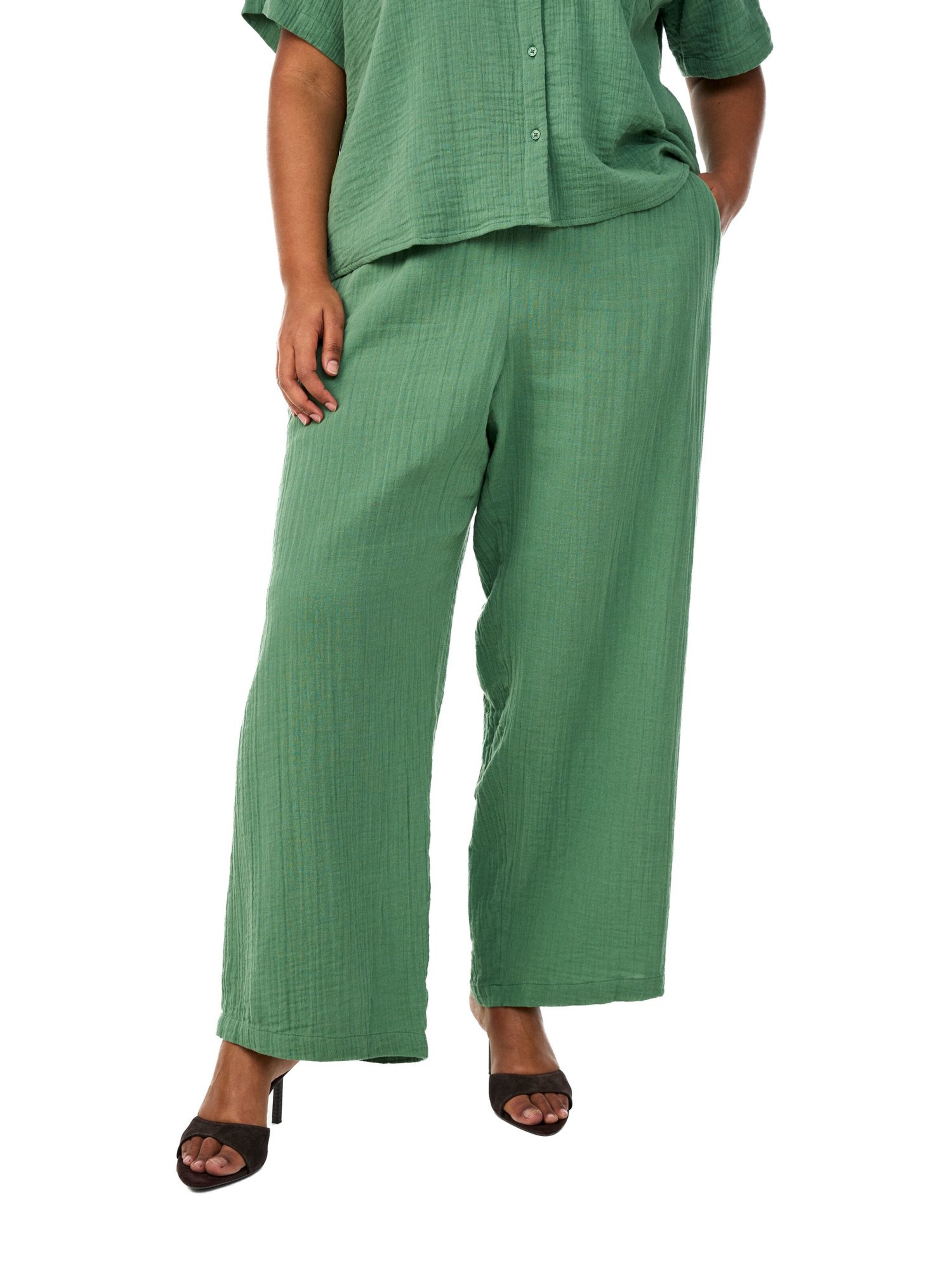 Largi Pantaloni 'Vivu' de la Zizzi pe verde: față