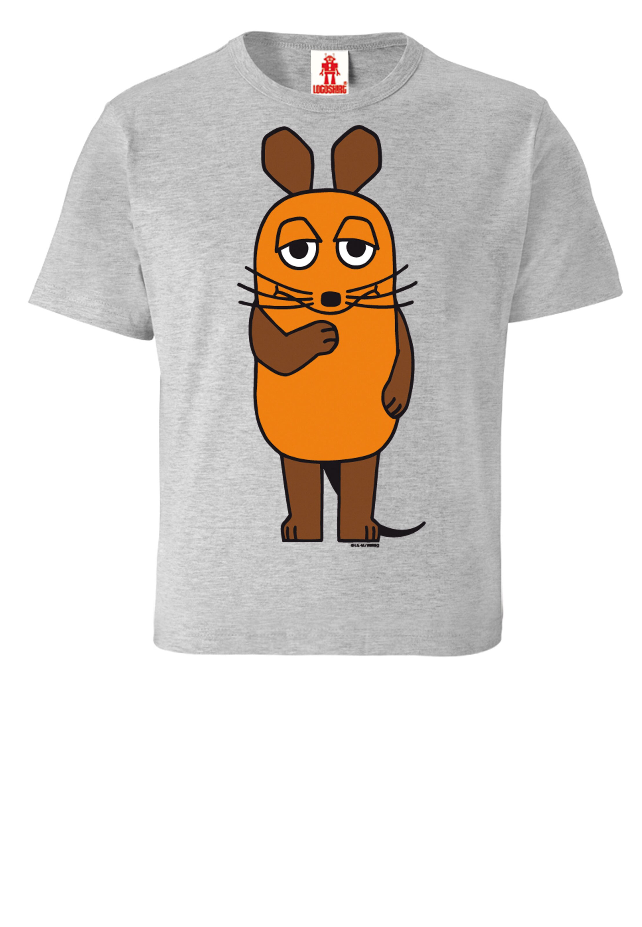 LOGOSHIRT T-Shirt 'Die Sendung mit der Maus - Maus' in Grau: Vorderseite