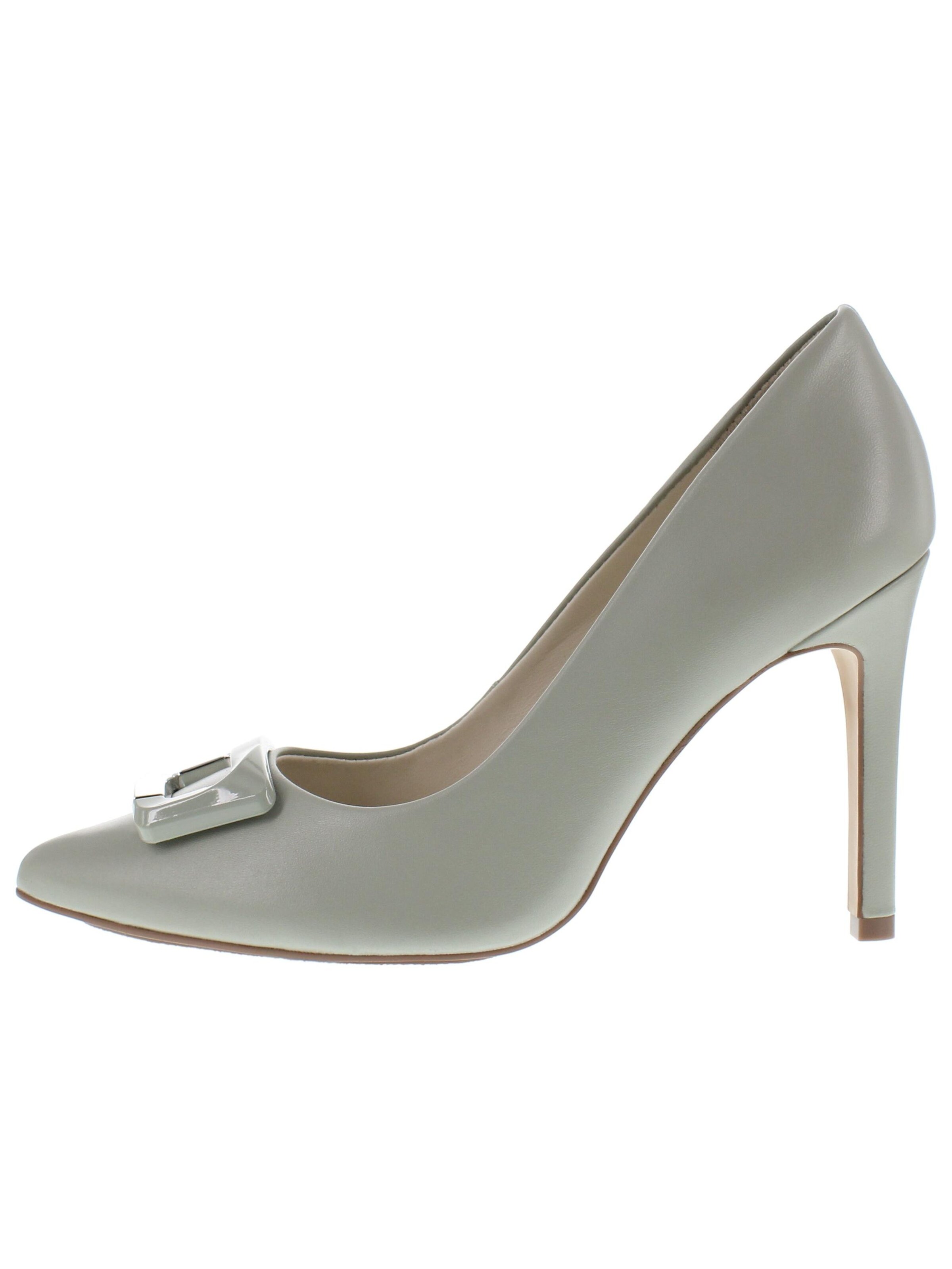 XAVER LUIS Schuhmanufaktur Pumps 'ALMADA - Stiletto Pumps mit Schmuckteil' in Green: front