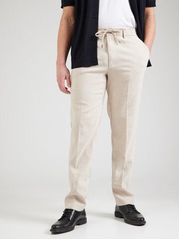 BOSS - Tapered Pantalón de pinzas 'Kane' en beige: frente