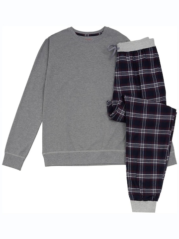 La V Pajamas long 'Basic 2' in Grey: front