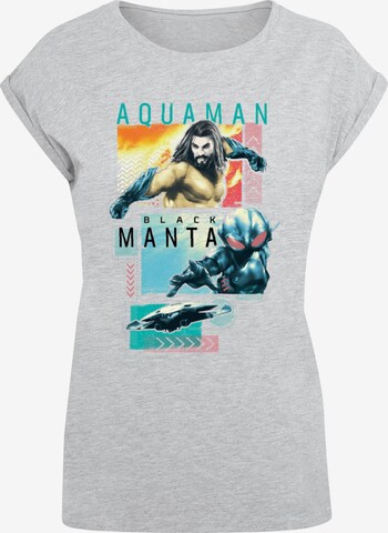 ABSOLUTE CULT Shirt 'Aquaman - Character Tiles' in Grijs: voorkant