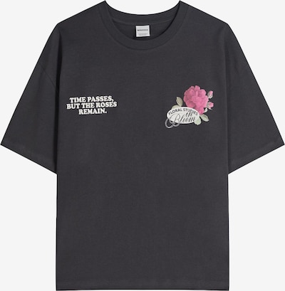 Bershka Majica u boja slonovače / antracit siva / ružičasto crvena / bijela, Pregled proizvoda