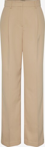 PIECES Wide leg Bandplooibroek 'BLAYKE' in Beige: voorkant