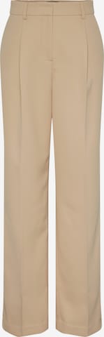 Pieces Petite Wide leg Pressveckad byxa 'LAYKE' i beige: framsida