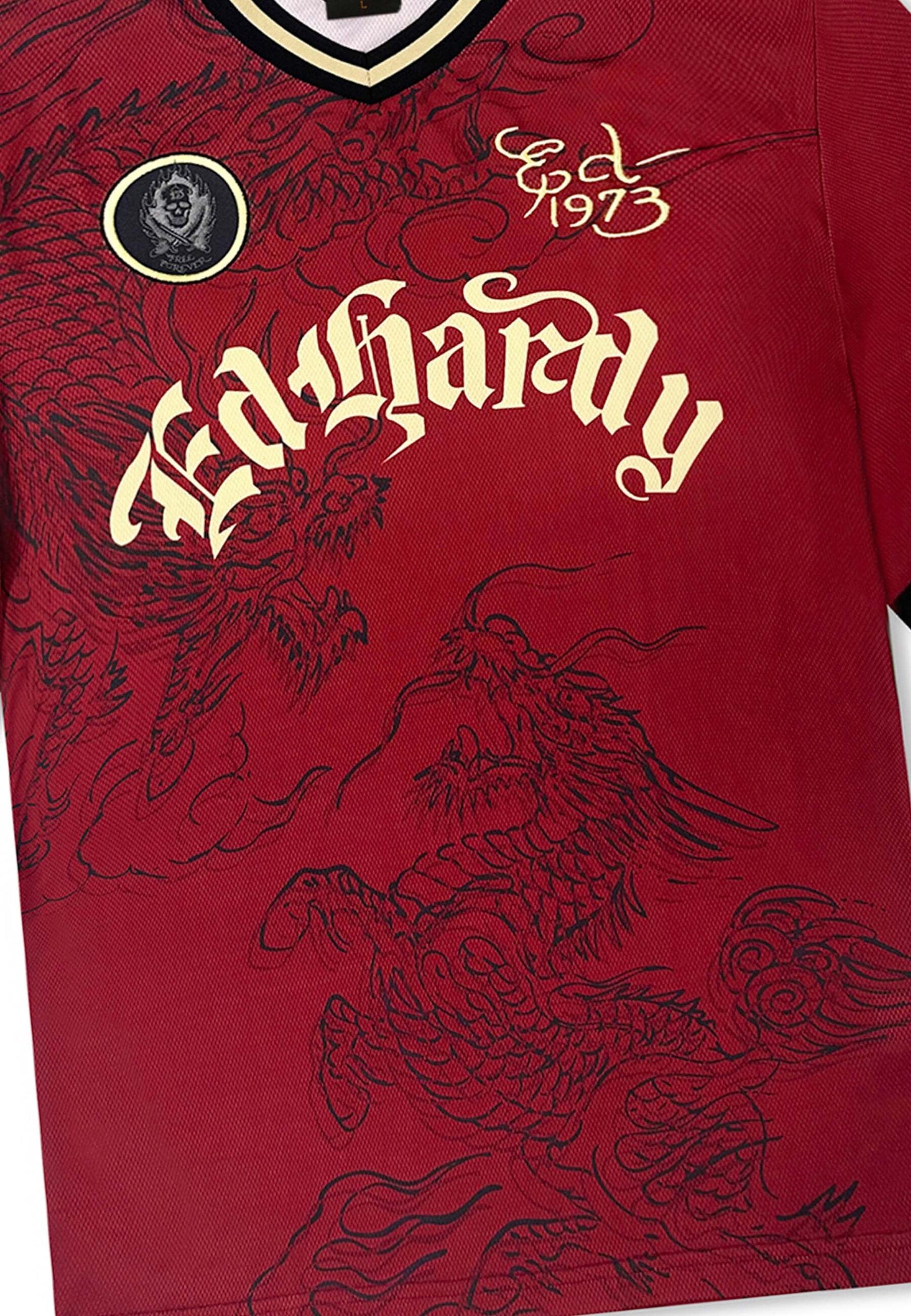 Ed Hardy Tričko 'Soaring Dragon Football' – červená