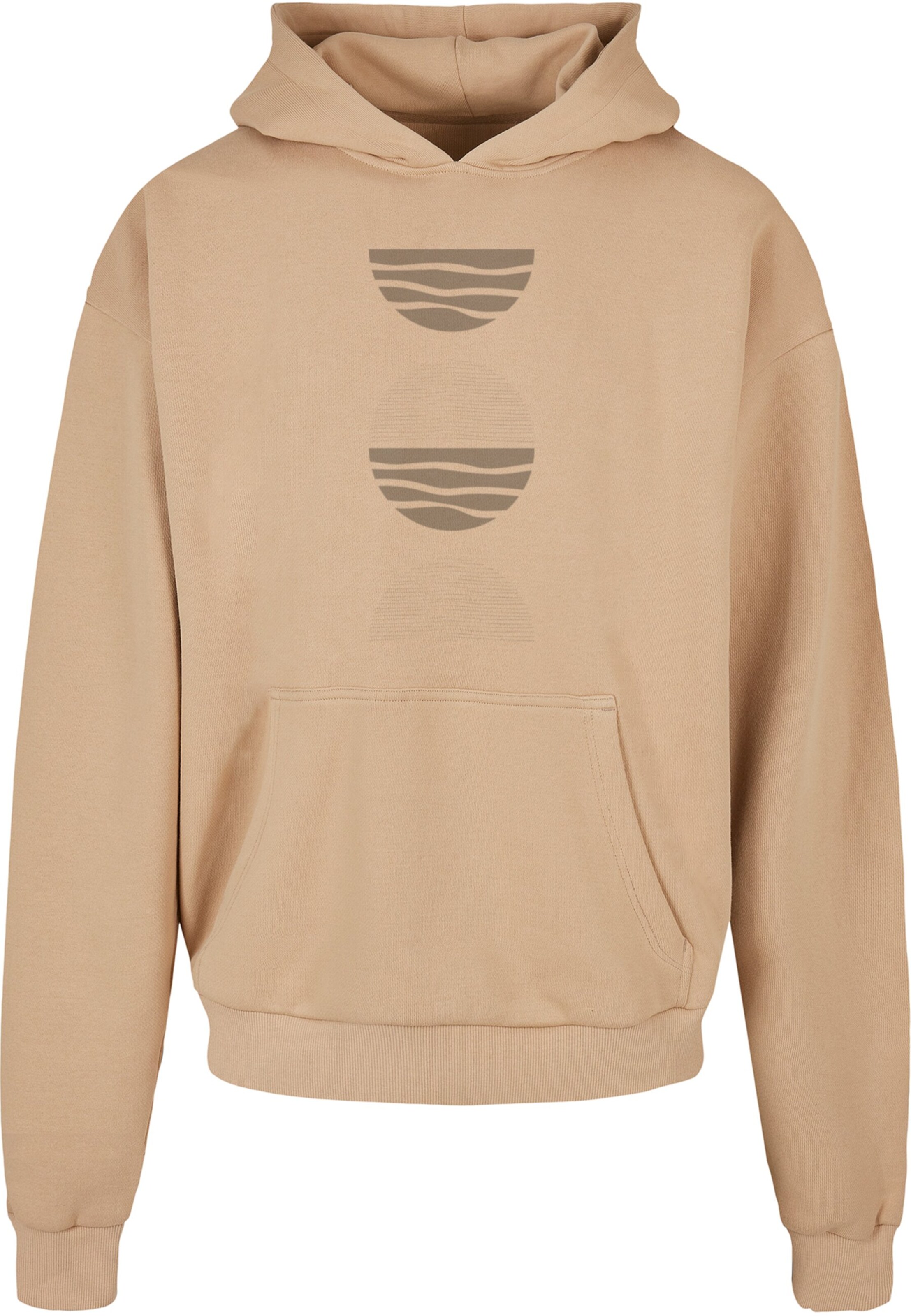 Merchcode Sweatshirt 'Abstract Waves' in Beige: voorkant