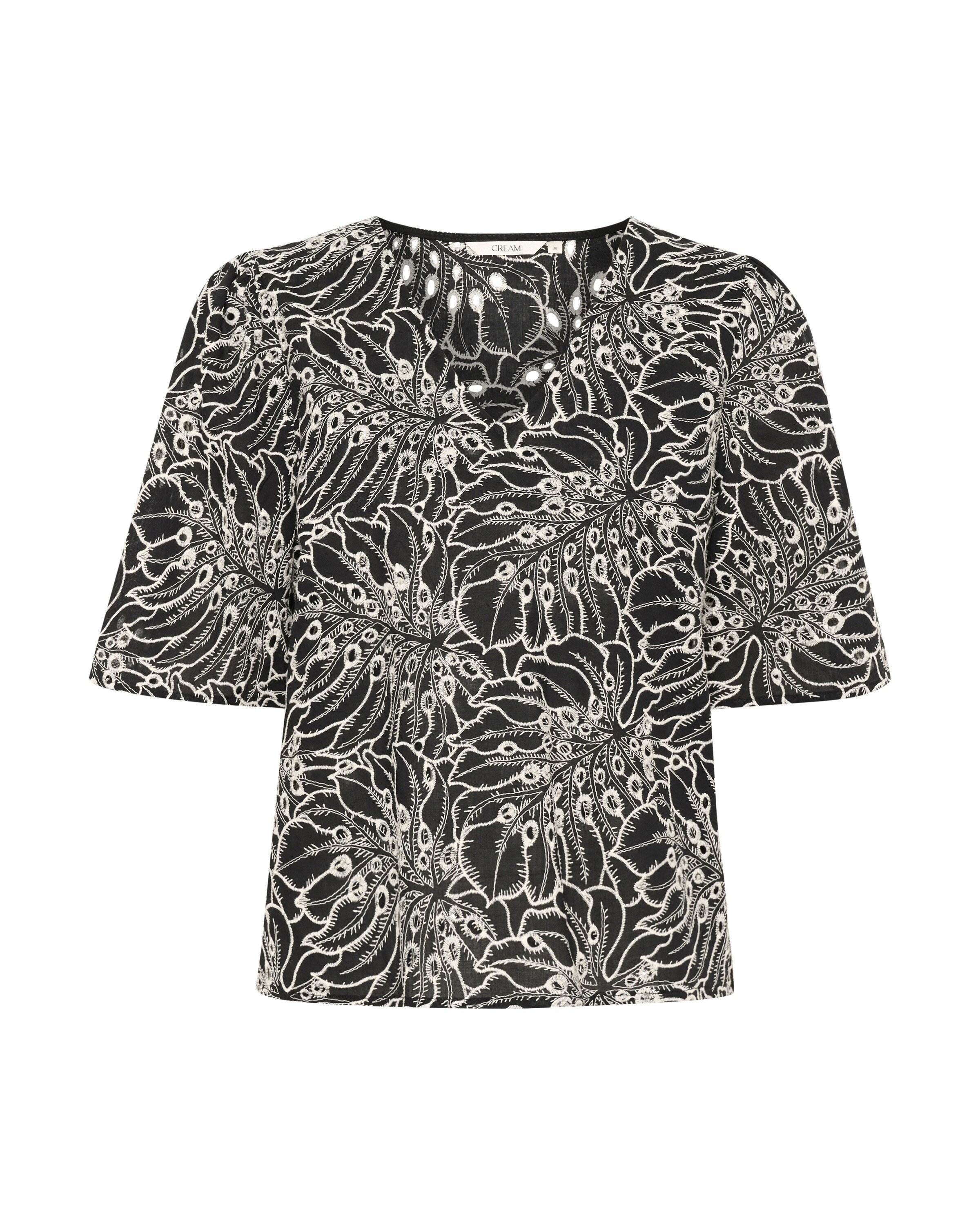 Cream Blouse 'Adelena' in Zwart: voorkant