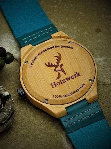 Holzwerk Analoog horloge 'FLORISTIC' in Blauw