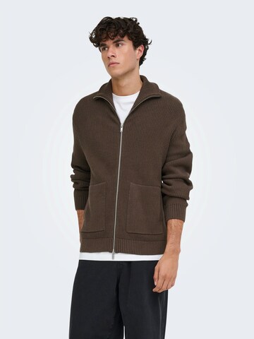 Vestes en maille 'ONSSTAY' Only & Sons en marron : devant