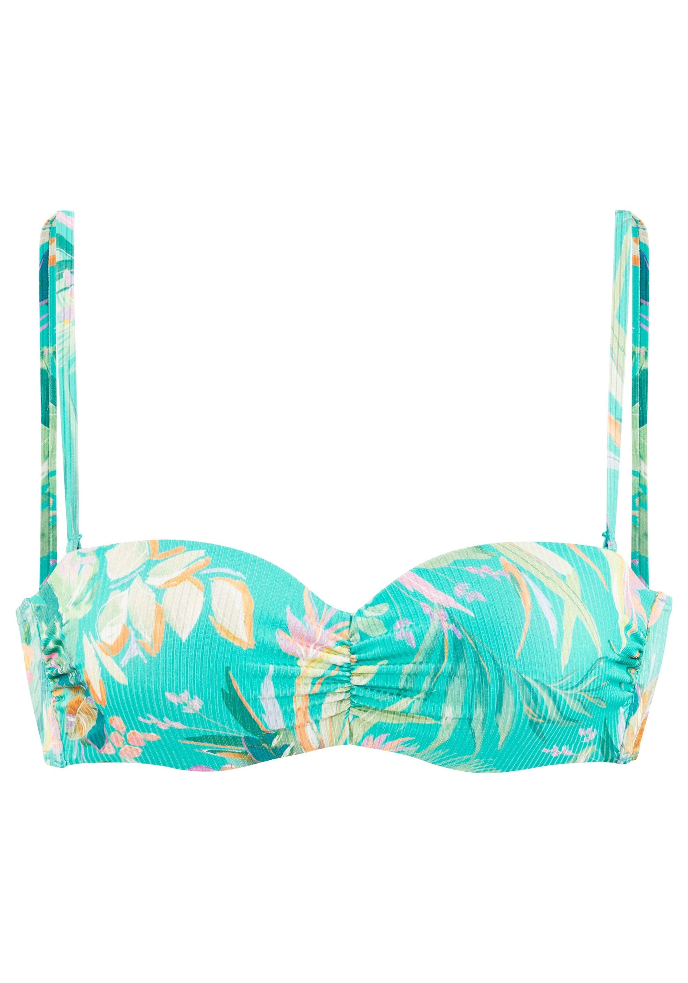 VENICE BEACH Bandeau Bikini Top in Green: front