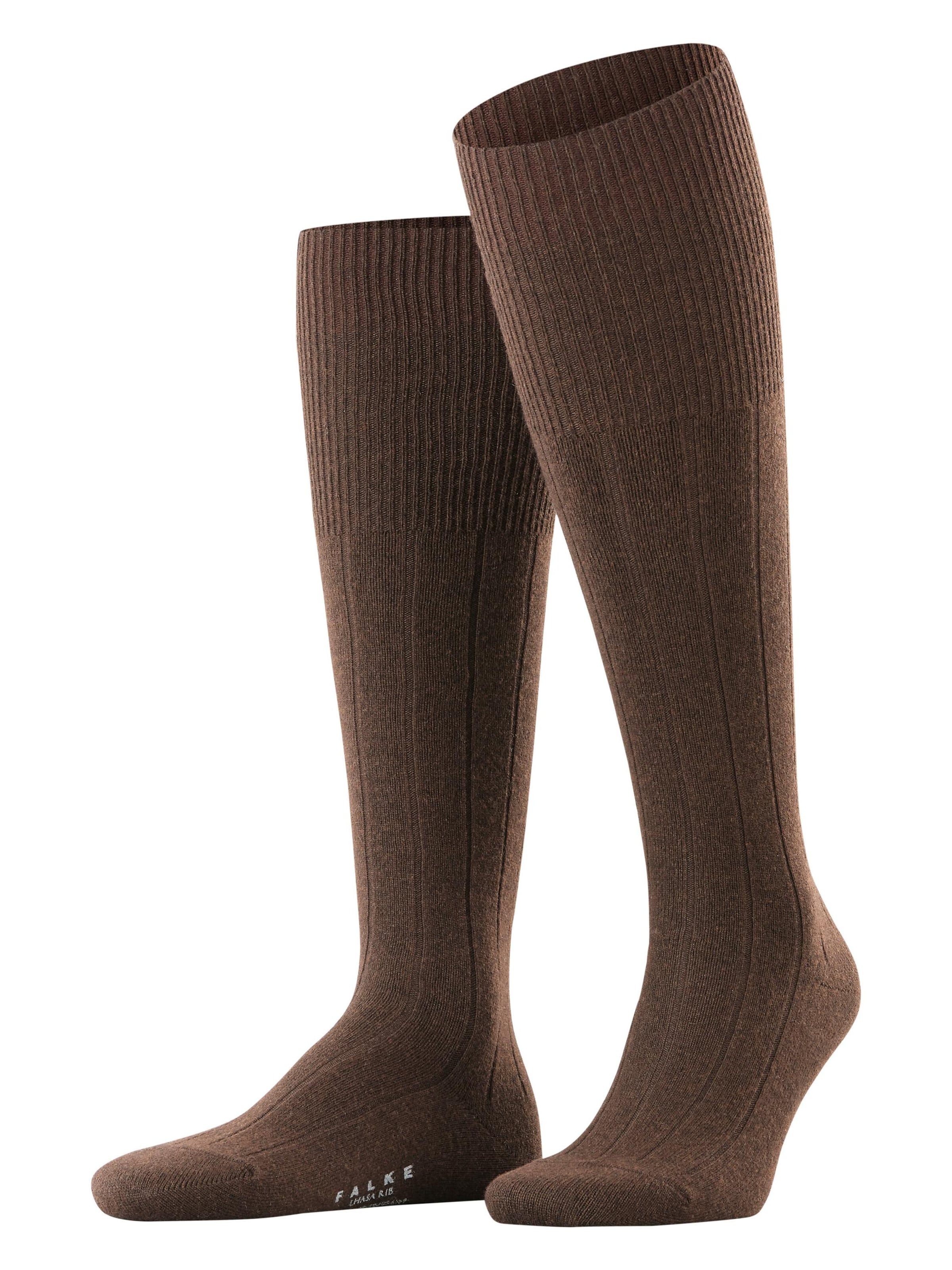 FALKE Knee High Socks 'Lhasa Rib' in Brown: front
