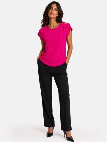 REGINA FASHION Blouse 'Short Sleeve Blouse with Decorative Shoulder Buttons' in Roze