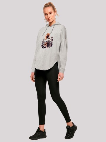 F4NT4STIC Sweatshirt 'Gothic Skeleton Vintage Vinyl Plattenspieler' in Grey