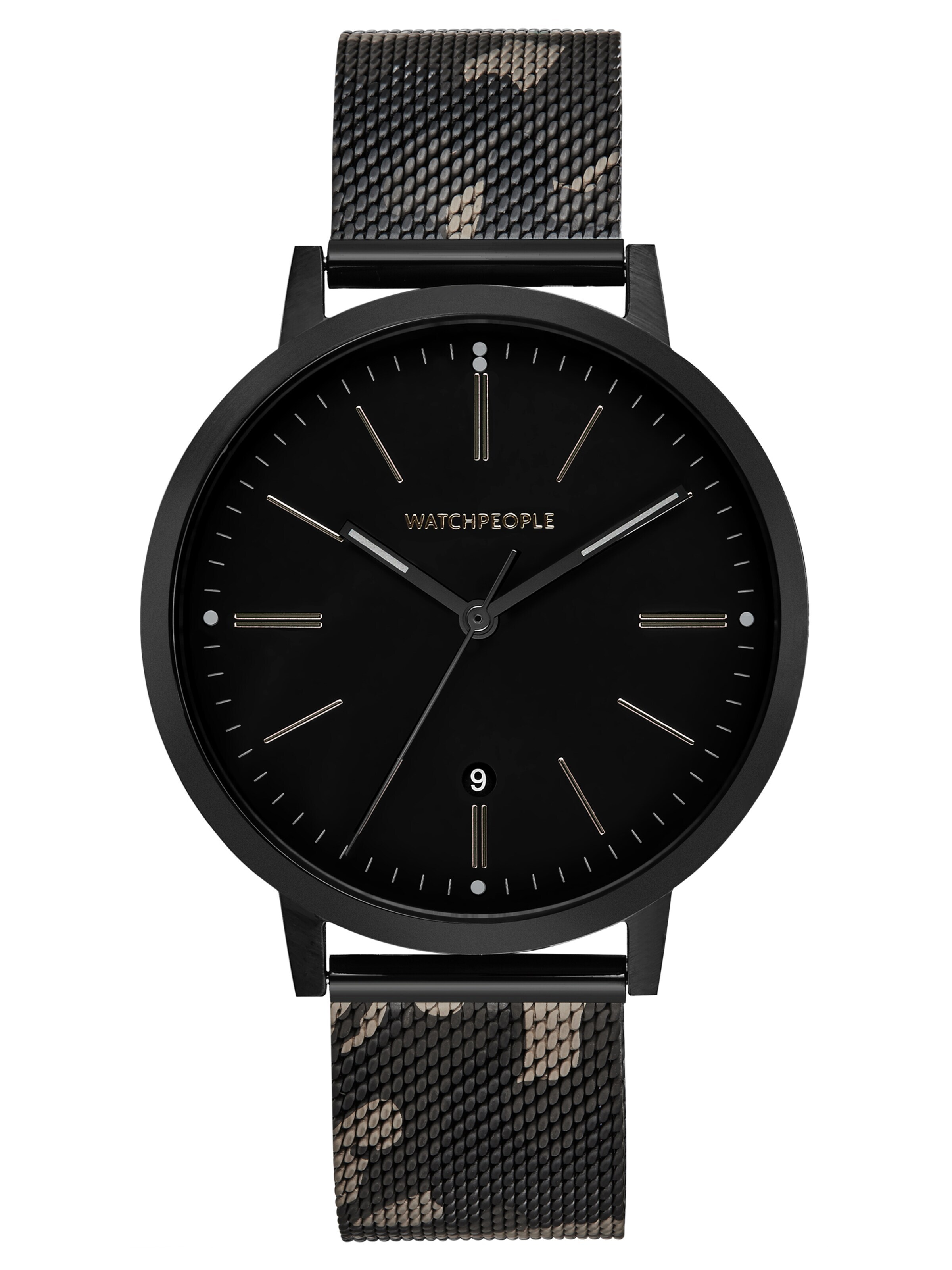 WALTER GROPIUS Analog Watch 'HIDDEN BLACK' in Black: front