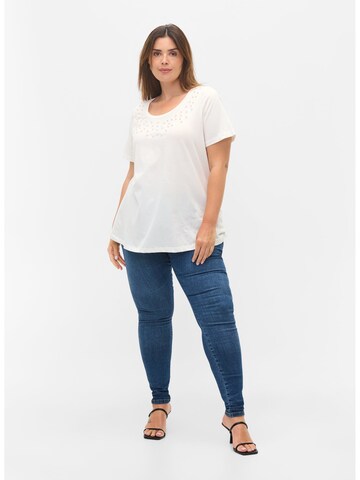 Zizzi T-Shirt 'Tora' in Weiß