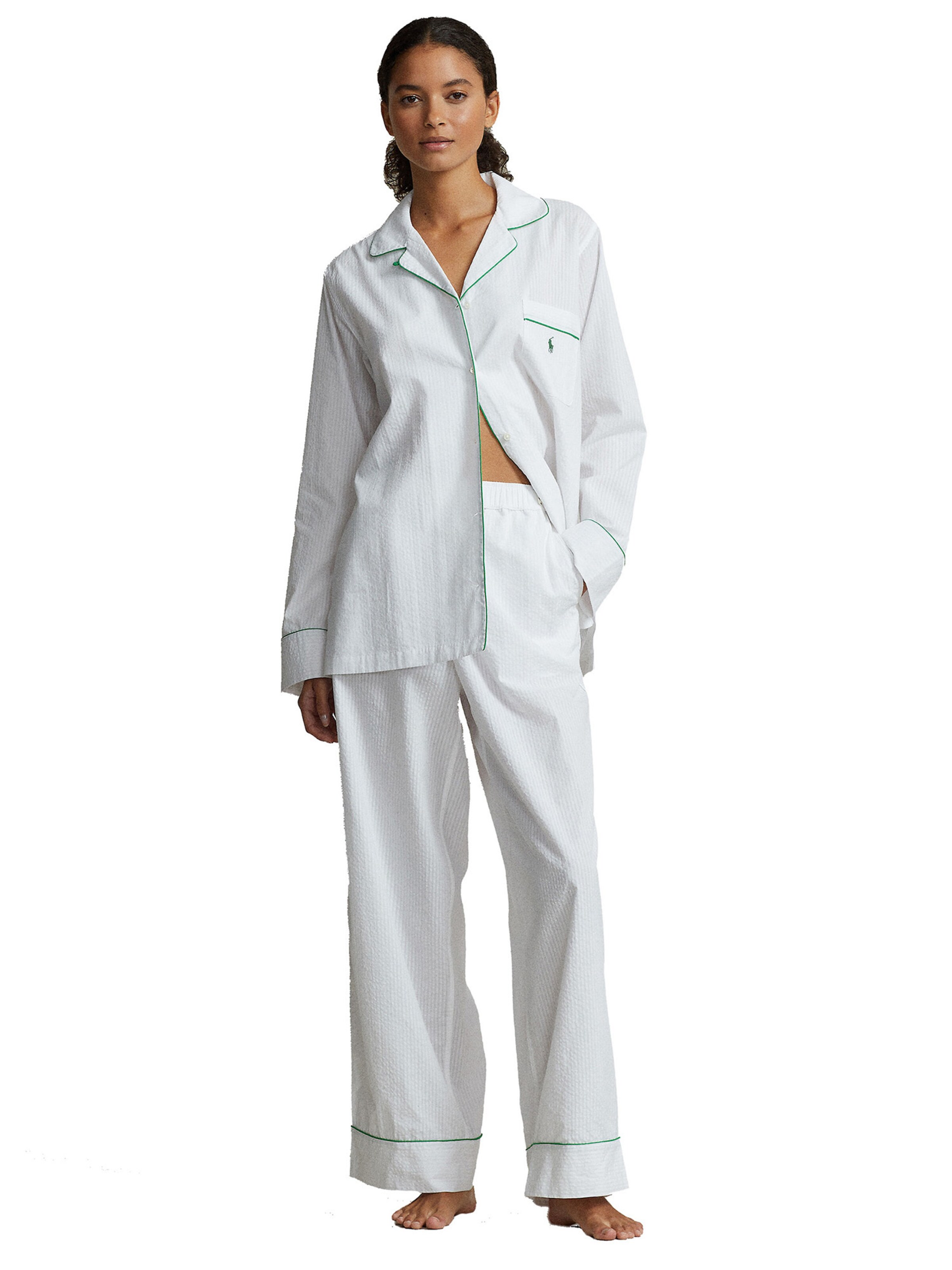 Pyjama ' Madison PJ Set - Summer Soft Seersucker ' Polo Ralph Lauren en blanc : devant