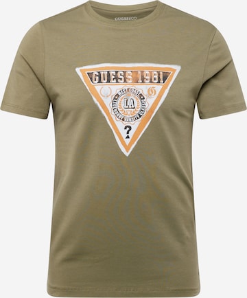 T-Shirt GUESS en vert : devant