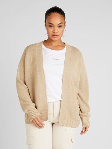 ONLY Carmakoma Knit cardigan 'MILLE' in Beige: front
