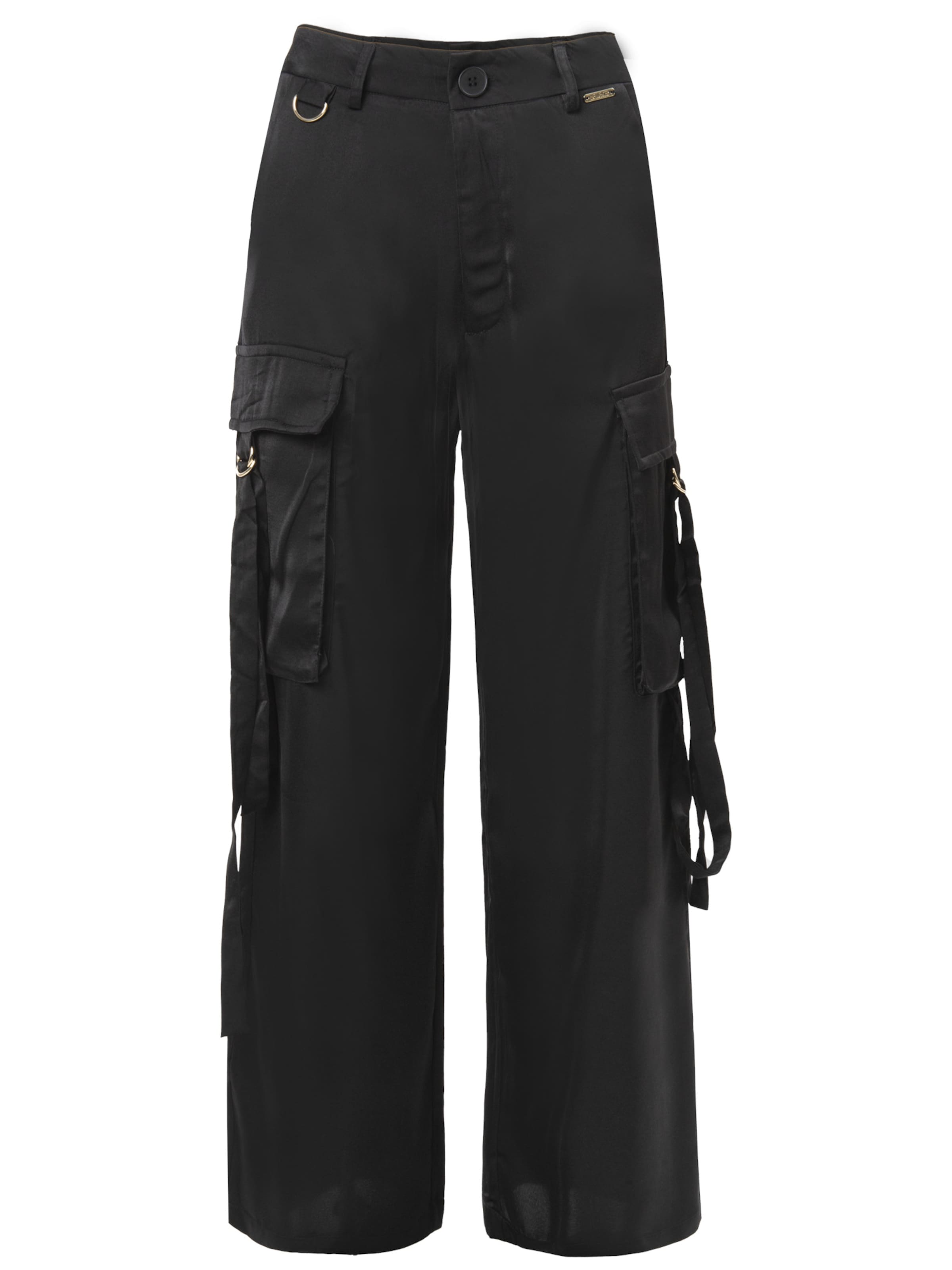 Influencer Свободный крой Брюки-карго в Черный: спереди