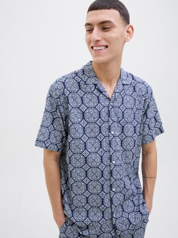 JACK & JONES Comfort fit Button Up Shirt 'JORSeersucker' in Blue